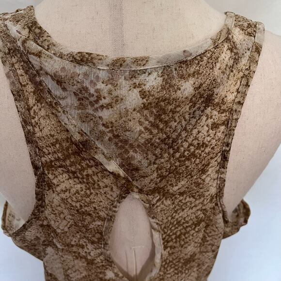SOLITAIRE SWIM Sheer Cover-up Dress Sz Small Snake Animal Print Brown Hi-Low - Picture 6 of 11